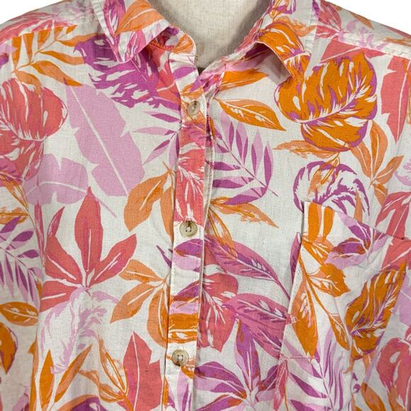 Terra & Sky 2X-Large (20W/22W) Top Button-Up Cuffed Dolman Sleeves Linen Blend - Picture 2 of 9